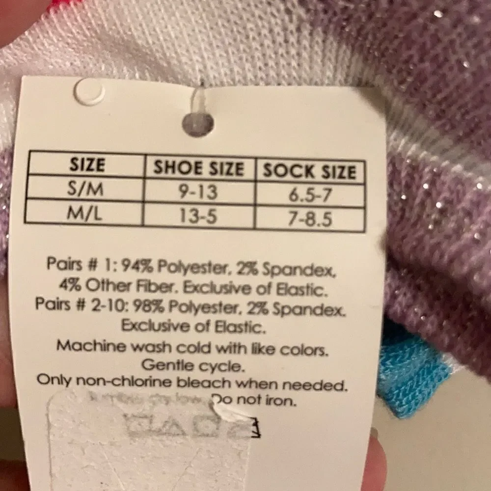 Capelli S/M mermaid theme No Show Socks 10 pack